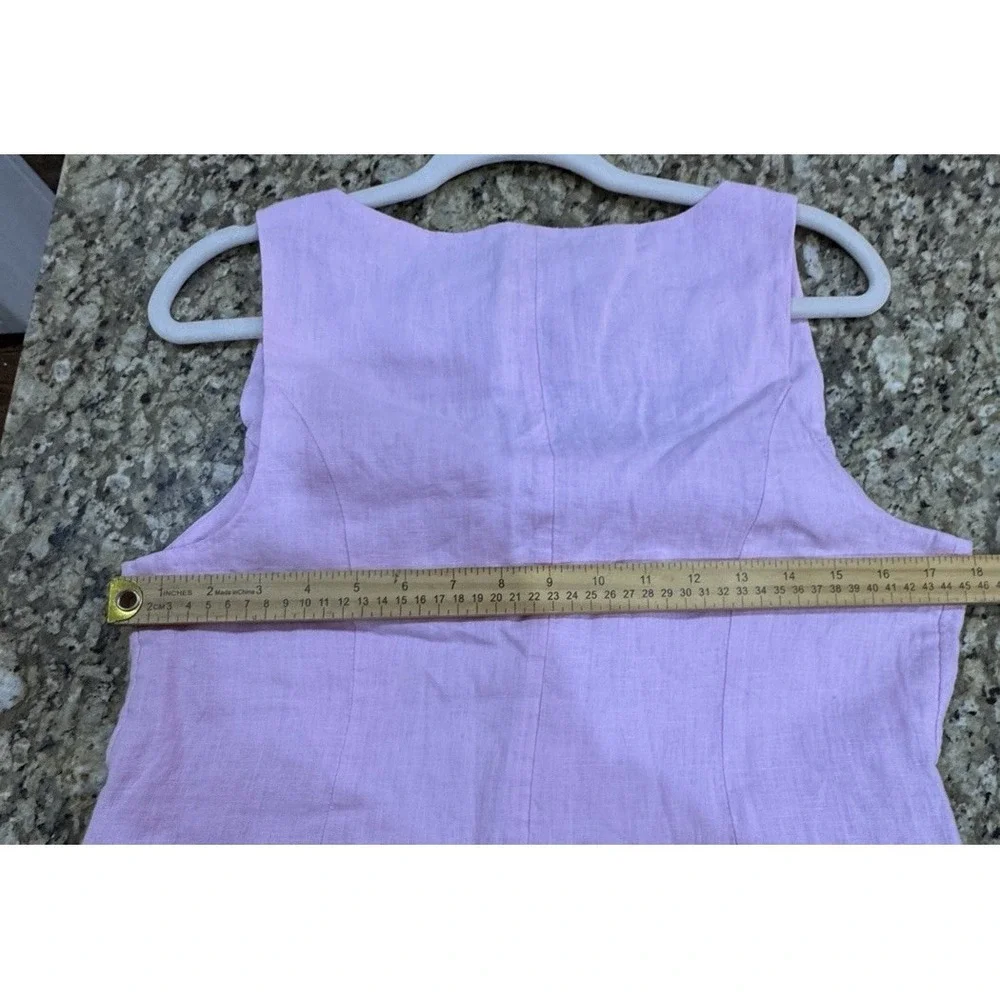 J. Crew Women's Light Pink Scoopneck Linen Covered Button Front Vest Size 8‎